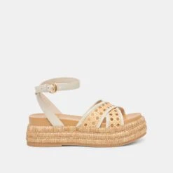 WRILEY SANDALS CREME WOVEN RAFFIA(Wriley Sandals Creme Woven Raffia)
