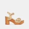 YANDY HEELS GOLD LEATHER(Yandy Heels Gold Leather)