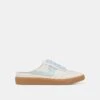 NOTICE SLIDE SNEAKERS WHITE BLUE EYELET(Notice Slide Sneakers White Blue Eyelet)