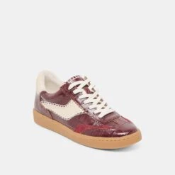 NOTICE STITCH SNEAKERS OXBLOOD CROCO EMBOSSED LEATHER(Notice Stitch Sneakers Oxblood Croco Embossed Leather) -Dolce Vita Shop DOLCEVITA SNEAKERS NOTICESTITCH OXBLOODCROCOEMBOSSEDLEATHER 01