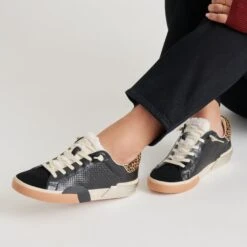 ZINA PLUSH SNEAKERS BLACK MULTI WOVEN(Zina Plush Sneakers Black Multi Woven) -Dolce Vita Shop DOLCEVITA SNEAKERS ZINAPLUSH BLACKMULTIWOVEN ONFOOT 02 1