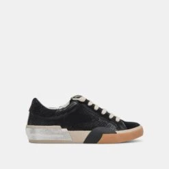 ZINA WIDE SNEAKERS ONYX EMBOSSED LEATHER - Re:vita(Zina Wide Sneakers Onyx Embossed Leather Resale)