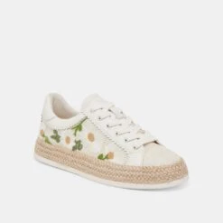 AZALIA SNEAKERS WHITE FLORAL RAFFIA(Azalia Sneakers White Floral Raffia) -Dolce Vita Shop DOLCEVITA SNEAKER AZALIA WHITEFLORALRAFFIA 01