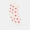 HEARTS CREW SOCKS WHITE RED(Hearts Crew Socks White Red)