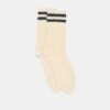 POINTELLE STRIPED SOCKS WHITE BLACK(Pointelle Striped Socks White Black)