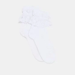 WHIMSY LACE ANKLET SOCKS WHITE(Whimsy Lace Anklet Socks White)