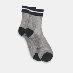 SHEER STRIPE CREW SOCKS 2 PACK BLACK GREY(Sheer Stripe Crew Socks 2 Pack Black Grey) -Dolce Vita Shop DOLCEVITA SOCKS HOISERY PAIR 2