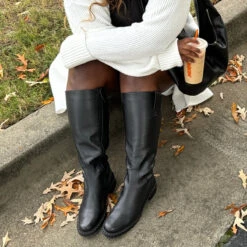 GLORY H2O WIDE CALF BOOTS BLACK LEATHER(Glory H2o Wide Calf Boots Black Leather) -Dolce Vita Shop GLORYWC