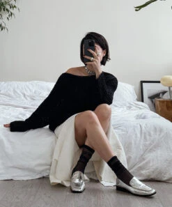 Dolce Vita BENY FLATS SILVER DISTRESSED LEATHER(Beny Flats Silver Distressed Leather) 23 Dolce Vita BENY FLATS SILVER DISTRESSED LEATHER(Beny Flats Silver Distressed Leather) -Dolce Vita Shop benysilversock3