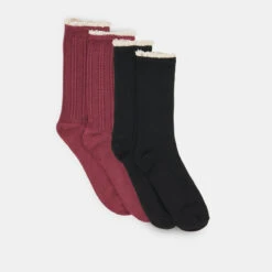 PRAIRIE SOCKS 2 PACK BLACK BURGUNDY(Prairie Sock 2 Pack Black Burgundy)